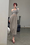 marc le bihan strapless tube top dress 21944-E21 GREY